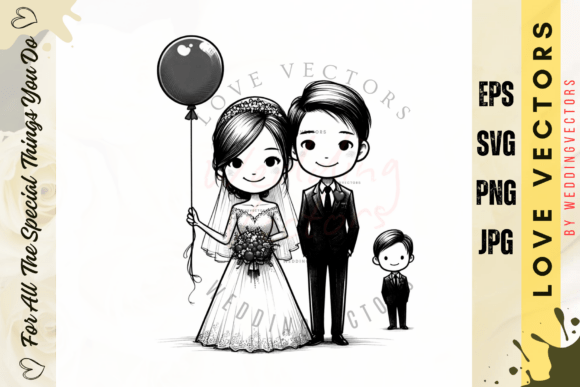 C4568: Wedding Couple and Love Vectors for Your Designs