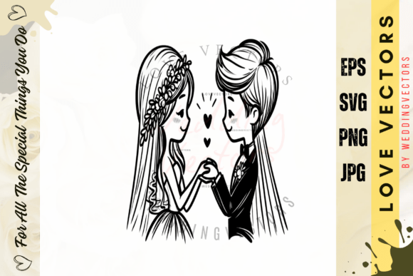 Capturing Matrimonial Bliss with Wedding Couple Vectors C4464