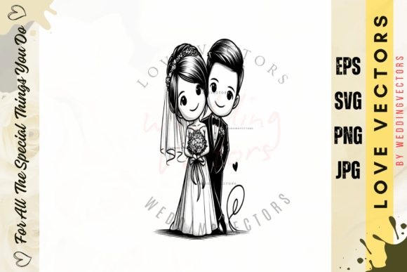 Capturing Romance: The C4649 Wedding Couple Vector Set