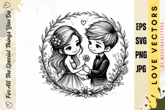 Capturing Romance: The Charm of Wedding Couple and Love Vectors - C4277