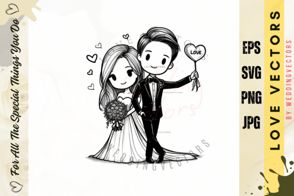 Capturing Romance: The Wedding Couple and Love Vectors - C4749 Collection