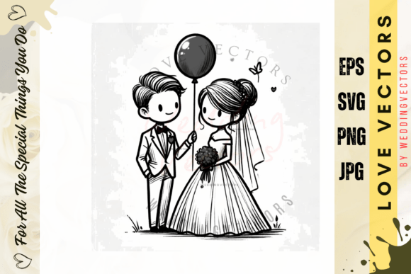 Capturing Romance: Wedding Couple and Love Vectors - C4371
