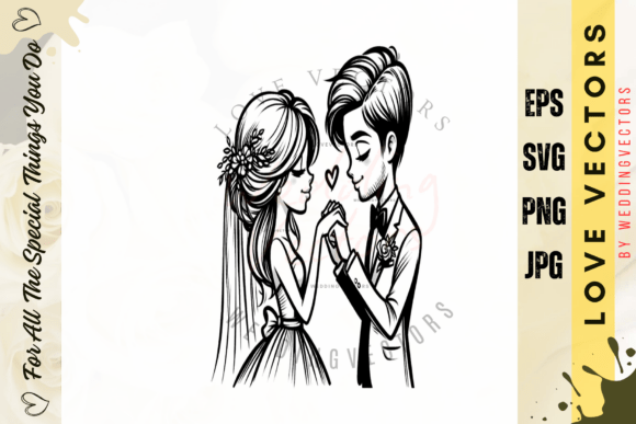 Capturing Romance with Wedding Couple and Love Vectors - C4504
