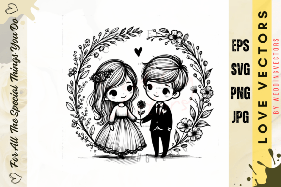 Romantic Illustrations for Wedding & Love Designs