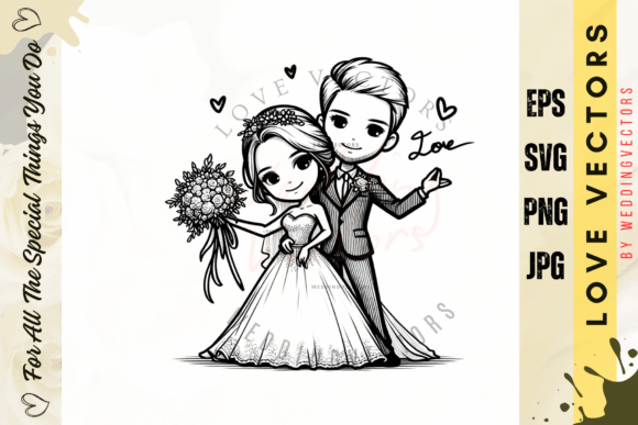 Timeless Elegance: Using Wedding Couple and Love Vectors - C4916