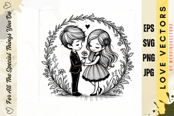 Wedding Couple and Love Vectors - C4255: Modern Romance in Design