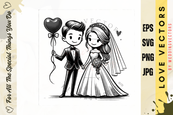 Wedding Couple and Love Vectors - C4281: A Designer's Guide to Romantic Graphics