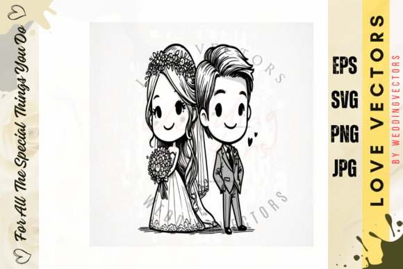Wedding Couple and Love Vectors - C4353: Romantic Design Assets