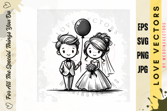 Wedding Couple and Love Vectors - C4542