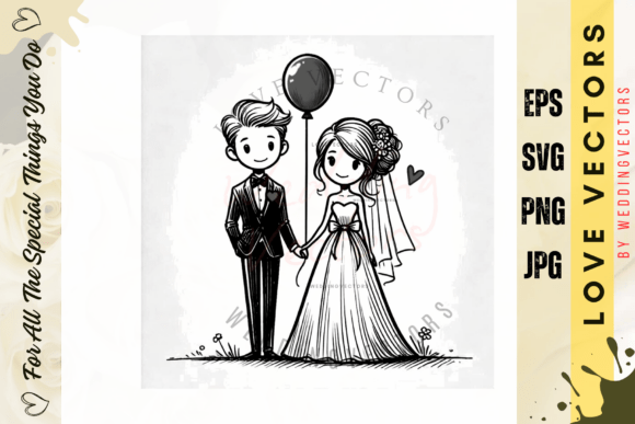 Wedding Couple and Love Vectors - C4751: Elegant Art for Timeless Designs