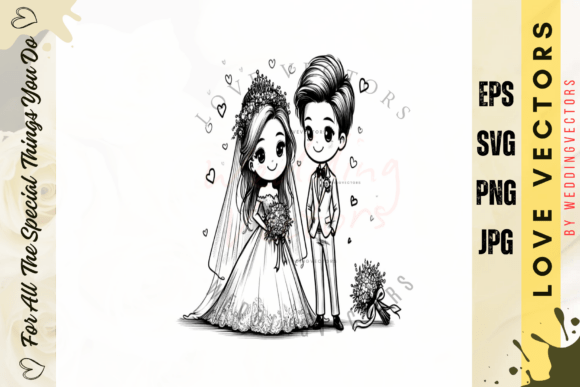Wedding Couple and Love Vectors - C4759: Elegant Art for Your Designs