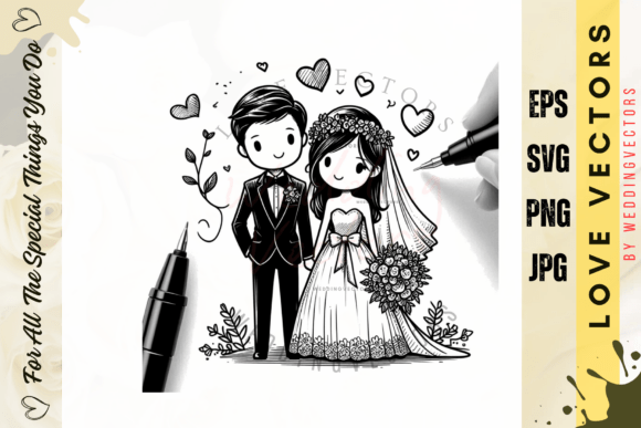 Wedding Couple and Love Vectors - C4876: A Modern Take on Matrimonial Art