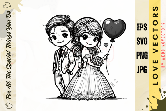 Wedding Couple and Love Vectors - C4917: A Design Asset for Timeless Romance